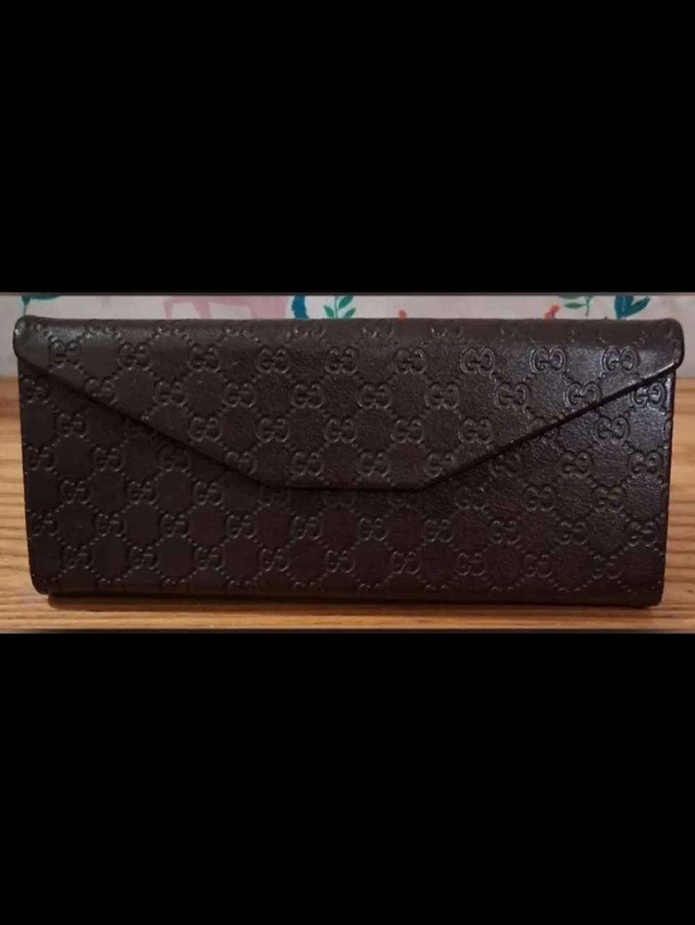 EUC Gucci GG Sima Mocha Signature Folding Sunglass Eyeglass Hard Travel Case